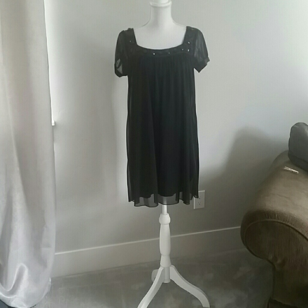 Black baby doll dress w jewels sz medium